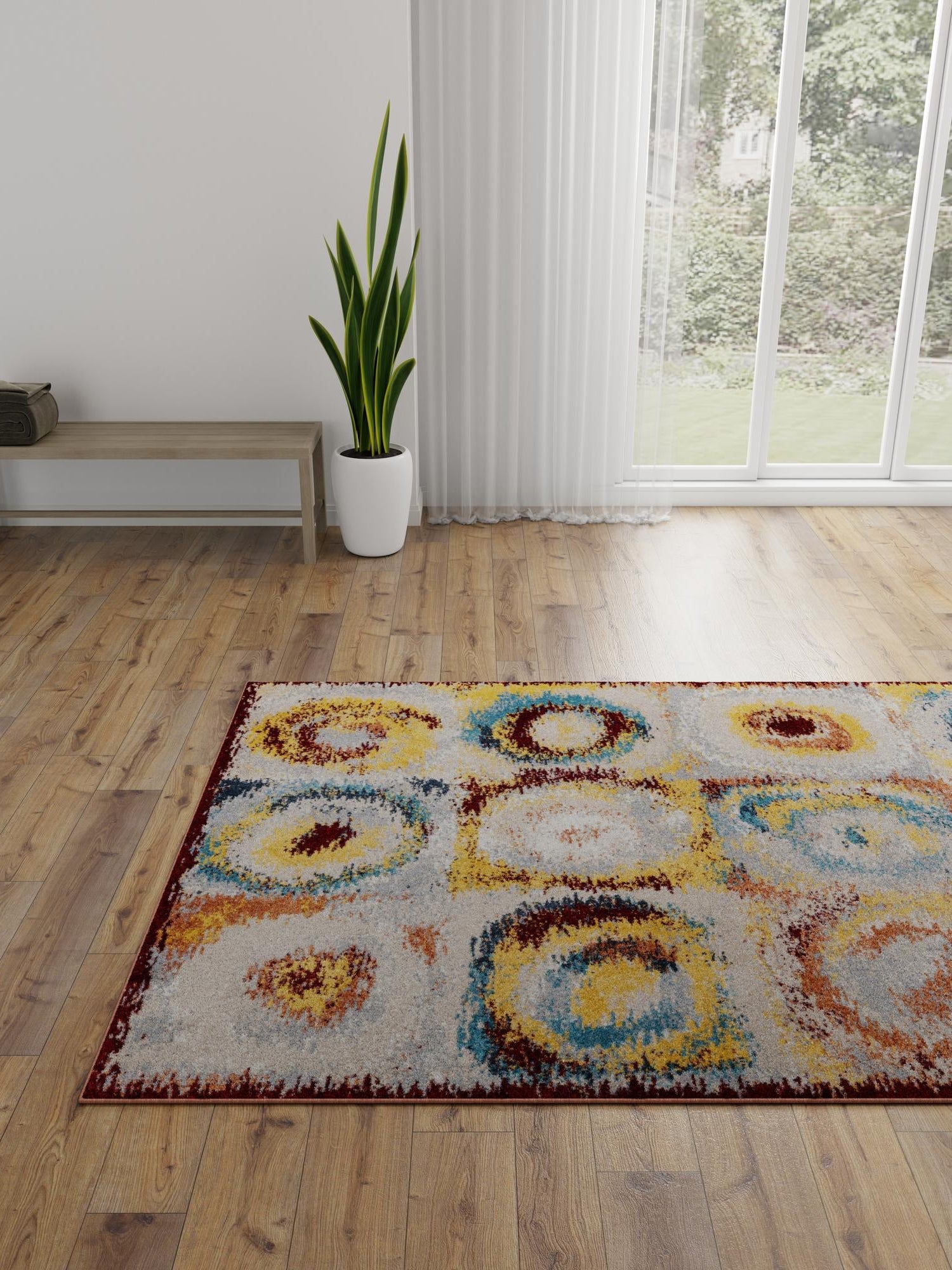 Washable Multicolor 10' x 14' 1 Kamala Washable Rectangle Area Rug Easy to Clean Stain Resistant & Durable 100% Polyester Spill-Friendly Carpet for Sale at Rug Engine