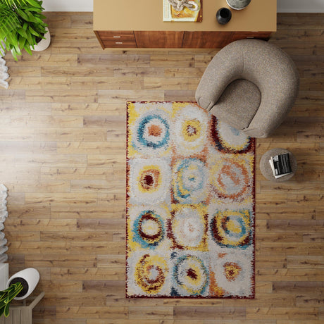 Washable Multicolor 10' x 14' 1 Kamala Washable Rectangle Area Rug Easy to Clean Stain Resistant & Durable 100% Polyester Spill-Friendly Carpet for Sale at Rug Engine