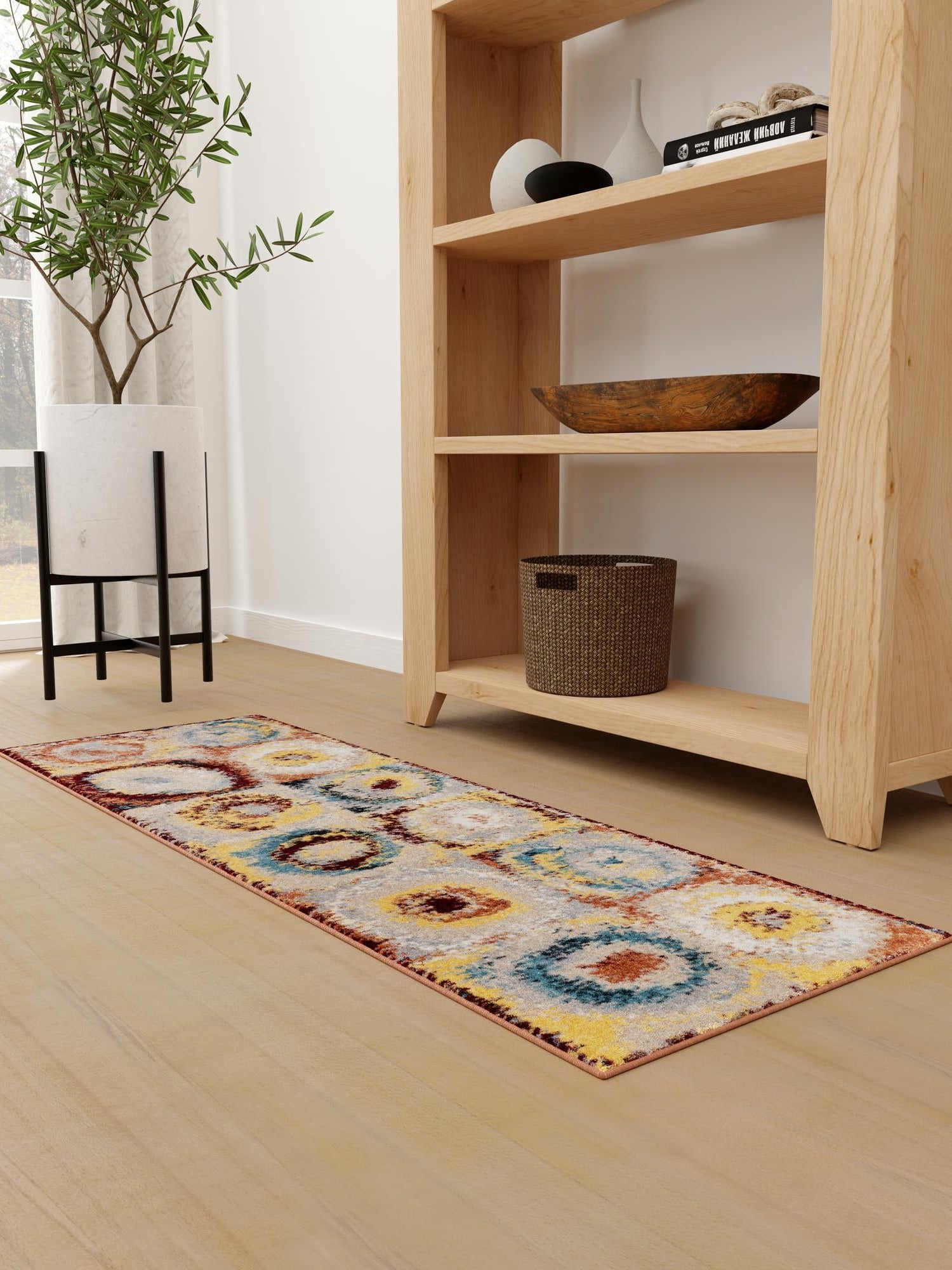 Washable Multicolor 2' 7 x 12' Kamala Washable Runner Area Rug Easy to Clean Stain Resistant & Durable 100% Polyester Spill-Friendly Carpet for Sale at Rug Engine