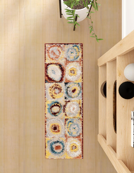 Washable Multicolor 2' x 4' 1 Kamala Washable Runner Area Rug Easy to Clean Stain Resistant & Durable 100% Polyester Spill-Friendly Carpet for Sale at Rug Engine