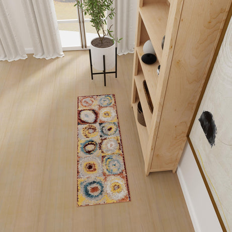 Washable Multicolor 2' x 4' 1 Kamala Washable Runner Area Rug Easy to Clean Stain Resistant & Durable 100% Polyester Spill-Friendly Carpet for Sale at Rug Engine