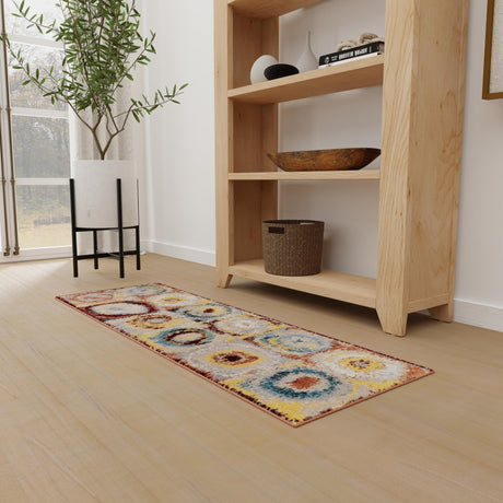 Washable Multicolor 2' x 4' 1 Kamala Washable Runner Area Rug Easy to Clean Stain Resistant & Durable 100% Polyester Spill-Friendly Carpet for Sale at Rug Engine