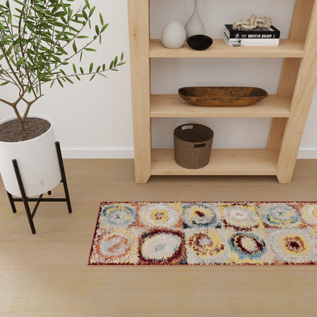 Washable Multicolor 2' x 4' 1 Kamala Washable Runner Area Rug Easy to Clean Stain Resistant & Durable 100% Polyester Spill-Friendly Carpet for Sale at Rug Engine
