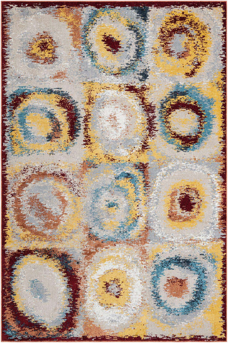 Washable Multicolor 6' 1 x 9' Kamala Washable Rectangle Area Rug Easy to Clean Stain Resistant & Durable 100% Polyester Spill-Friendly Carpet for Sale at Rug Engine