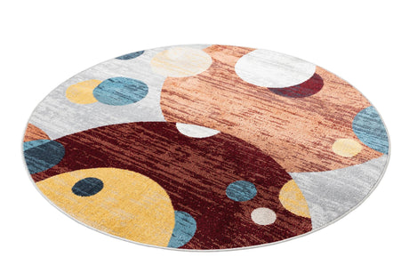 Washable Multicolor 5' 3 x 5' 3 Kamala Washable Round Area Rug Easy to Clean Stain Resistant & Durable 100% Polyester Spill-Friendly Carpet for Sale at Rug Engine