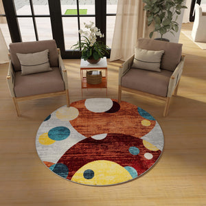 Multicolor 5' 3 x 5' 3 Kamala Washable Round Rug