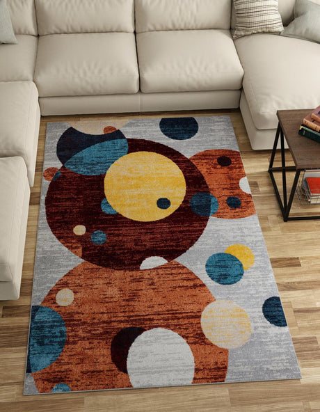 Washable Multicolor 6' 1 x 9' Kamala Washable Rectangle Area Rug Easy to Clean Stain Resistant & Durable 100% Polyester Spill-Friendly Carpet for Sale at Rug Engine