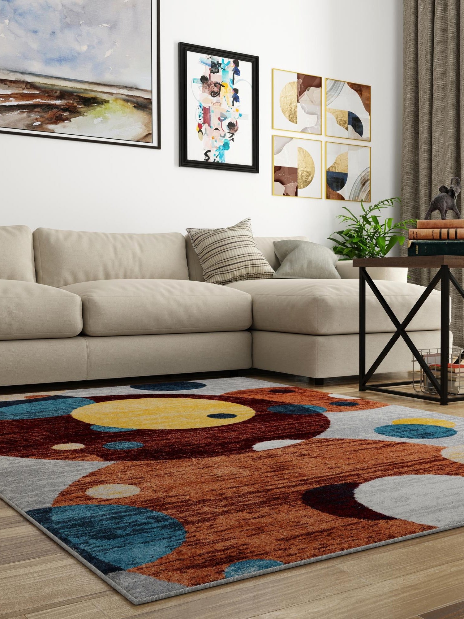 Washable Multicolor 6' 1 x 9' Kamala Washable Rectangle Area Rug Easy to Clean Stain Resistant & Durable 100% Polyester Spill-Friendly Carpet for Sale at Rug Engine