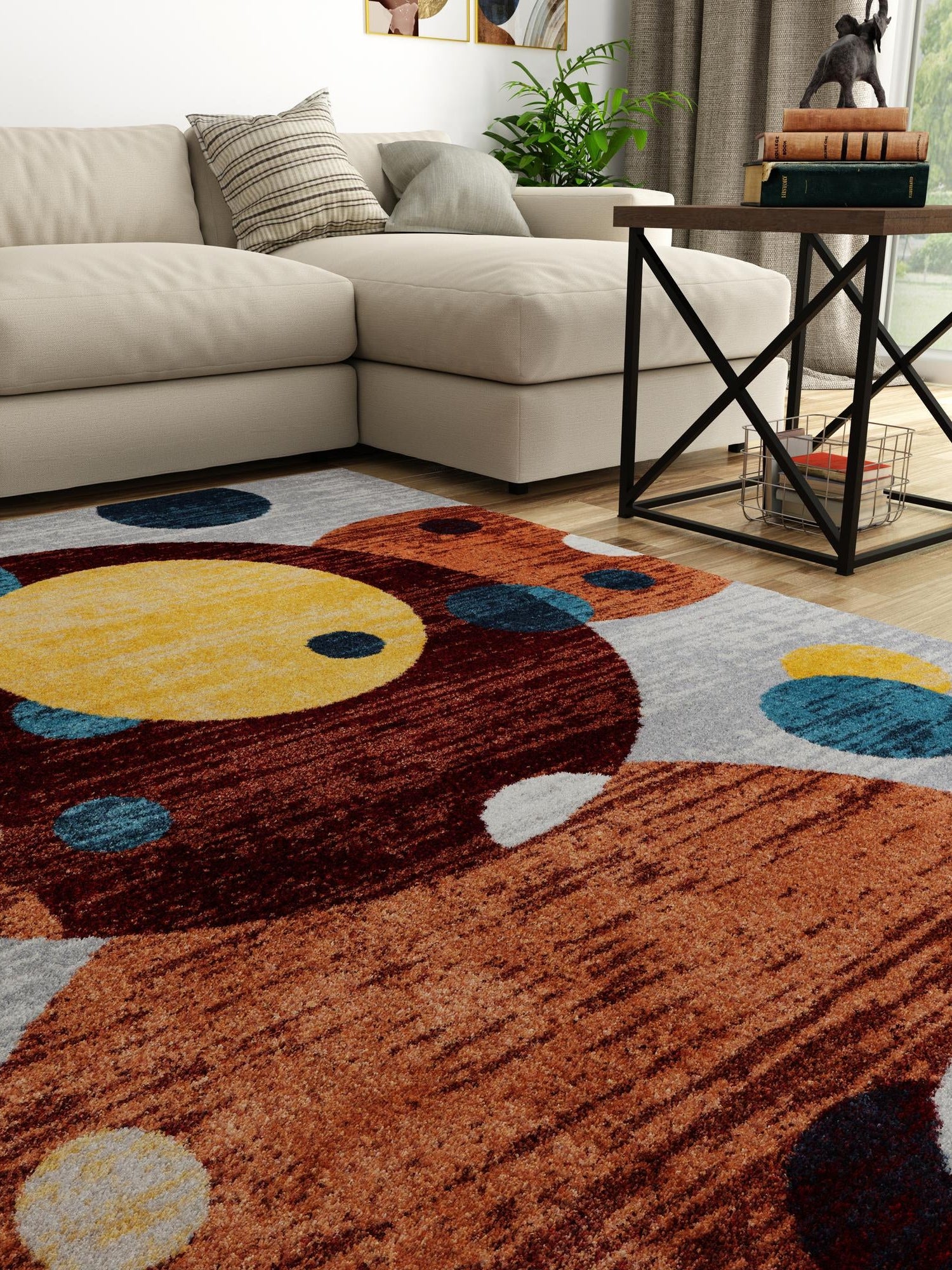 Washable Multicolor 7' 10 x 10' Kamala Washable Rectangle Area Rug Easy to Clean Stain Resistant & Durable 100% Polyester Spill-Friendly Carpet for Sale at Rug Engine