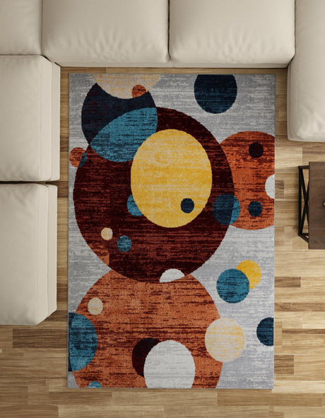 Washable Multicolor 5' 3 x 8' Kamala Washable Rectangle Area Rug Easy to Clean Stain Resistant & Durable 100% Polyester Spill-Friendly Carpet for Sale at Rug Engine