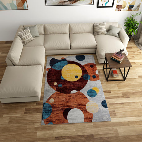 Washable Multicolor 5' 3 x 8' Kamala Washable Rectangle Area Rug Easy to Clean Stain Resistant & Durable 100% Polyester Spill-Friendly Carpet for Sale at Rug Engine
