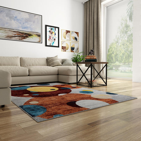 Washable Multicolor 5' 3 x 8' Kamala Washable Rectangle Area Rug Easy to Clean Stain Resistant & Durable 100% Polyester Spill-Friendly Carpet for Sale at Rug Engine