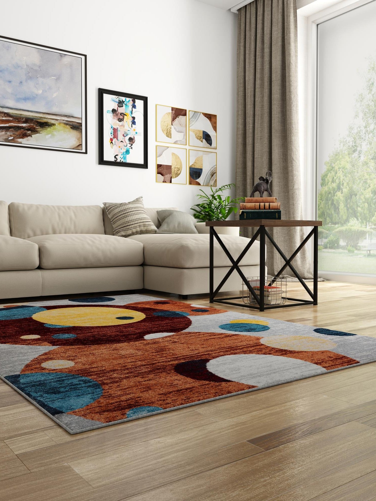 Washable Multicolor 9' x 12' Kamala Washable Rectangle Area Rug Easy to Clean Stain Resistant & Durable 100% Polyester Spill-Friendly Carpet for Sale at Rug Engine