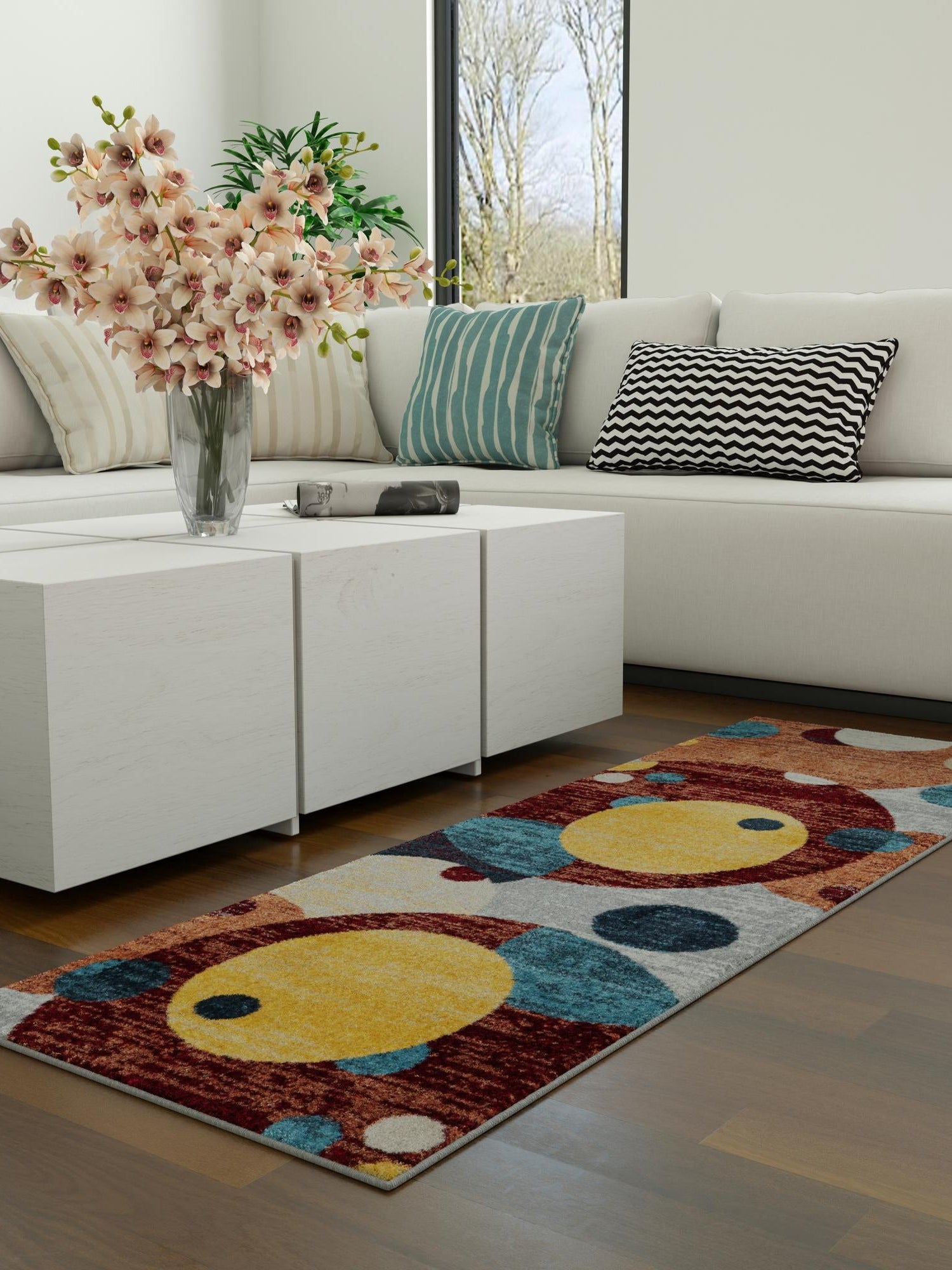 Washable Multicolor 2' x 6' 1 Kamala Washable Runner Area Rug Easy to Clean Stain Resistant & Durable 100% Polyester Spill-Friendly Carpet for Sale at Rug Engine