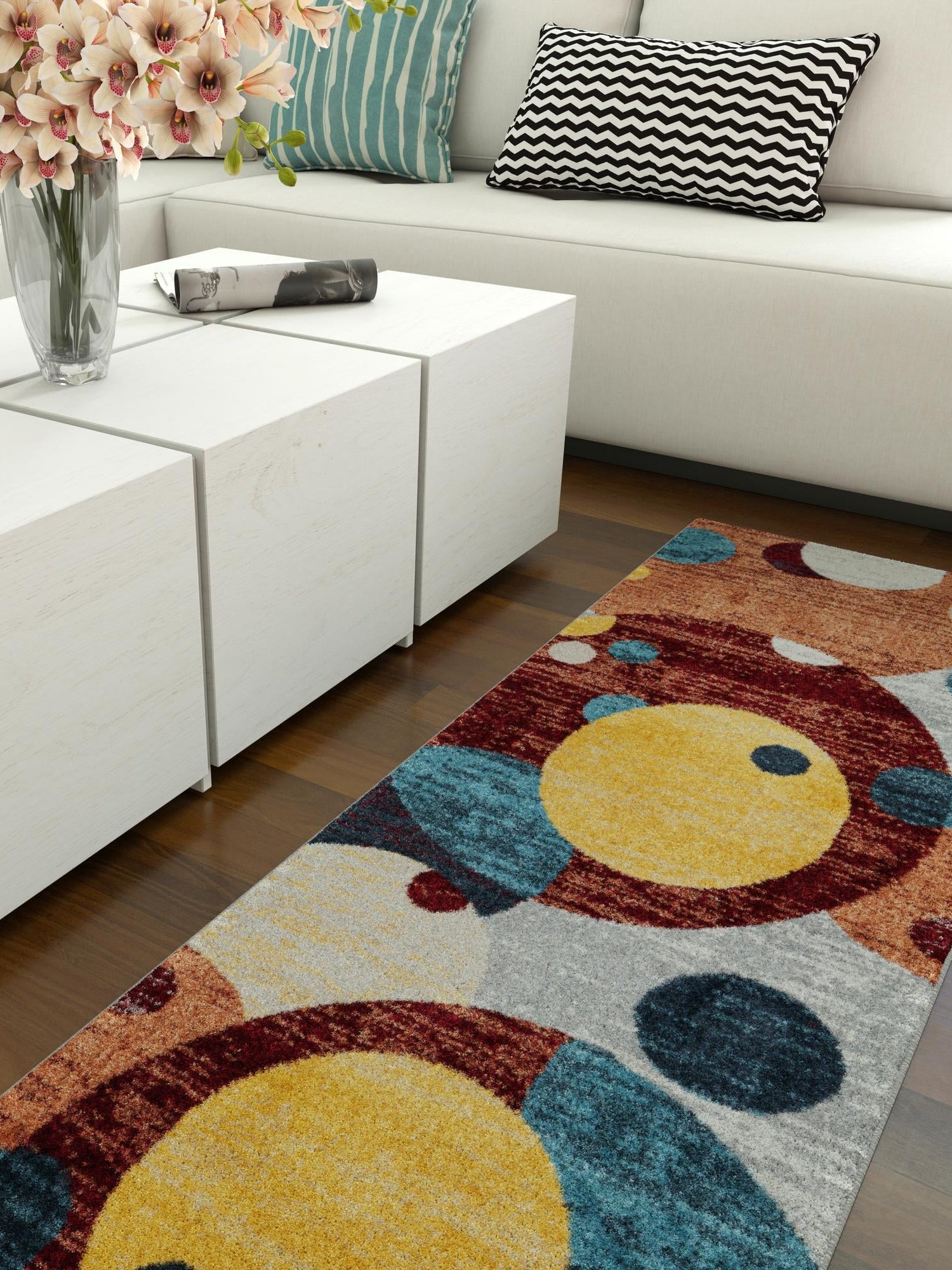 Washable Multicolor 2' x 8' Kamala Washable Runner Area Rug Easy to Clean Stain Resistant & Durable 100% Polyester Spill-Friendly Carpet for Sale at Rug Engine