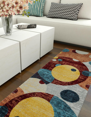 Washable Multicolor 2' x 6' 1 Kamala Washable Runner Area Rug Easy to Clean Stain Resistant & Durable 100% Polyester Spill-Friendly Carpet for Sale at Rug Engine