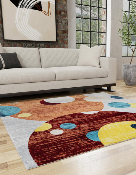 Washable Multicolor 7' 10 x 7' 10 Kamala Washable Square Area Rug Easy to Clean Stain Resistant & Durable 100% Polyester Spill-Friendly Carpet for Sale at Rug Engine