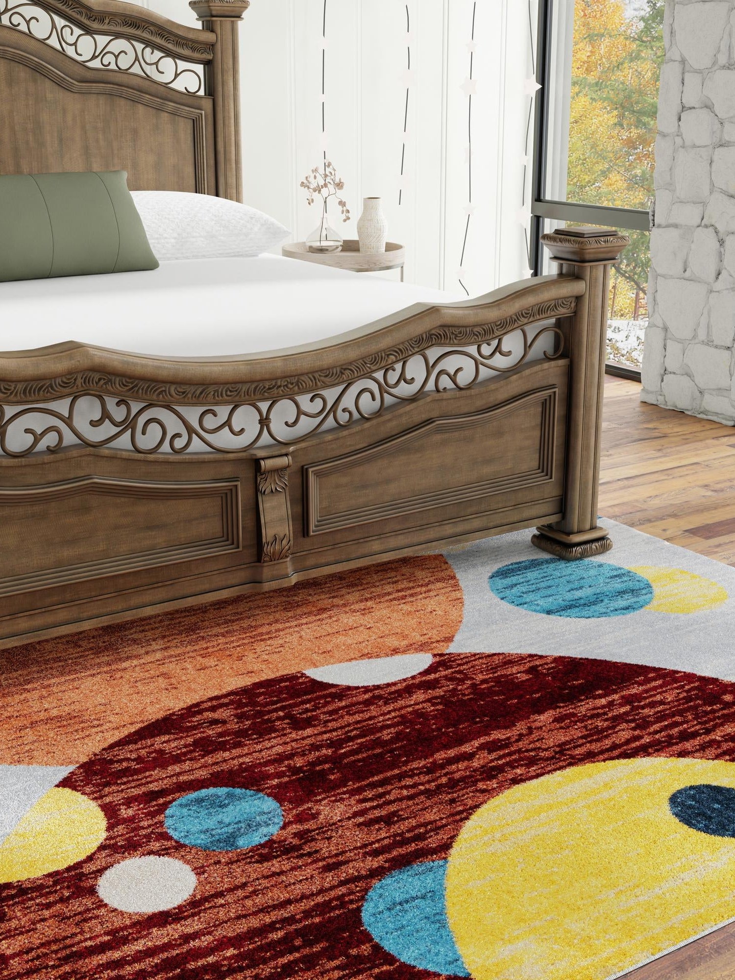 Washable Multicolor 7' 10 x 7' 10 Kamala Washable Square Area Rug Easy to Clean Stain Resistant & Durable 100% Polyester Spill-Friendly Carpet for Sale at Rug Engine