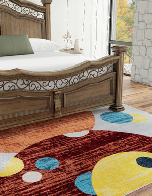 Washable Multicolor 7' 10 x 7' 10 Kamala Washable Square Area Rug Easy to Clean Stain Resistant & Durable 100% Polyester Spill-Friendly Carpet for Sale at Rug Engine