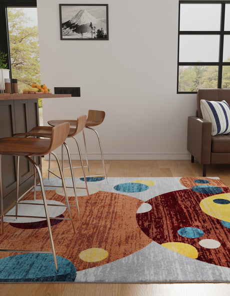 Washable Multicolor 7' 10 x 7' 10 Kamala Washable Square Area Rug Easy to Clean Stain Resistant & Durable 100% Polyester Spill-Friendly Carpet for Sale at Rug Engine