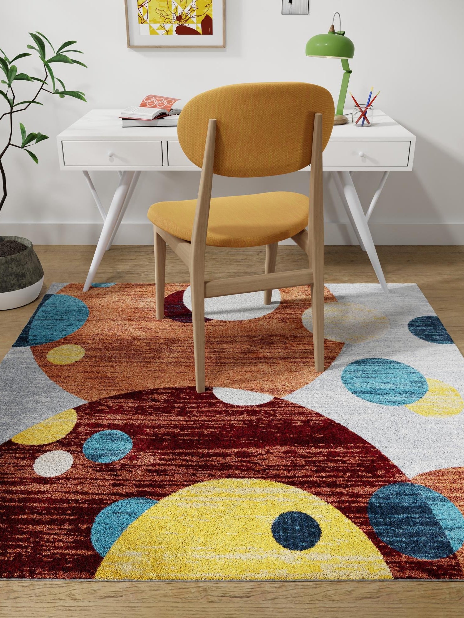 Washable Multicolor 7' 10 x 7' 10 Kamala Washable Square Area Rug Easy to Clean Stain Resistant & Durable 100% Polyester Spill-Friendly Carpet for Sale at Rug Engine