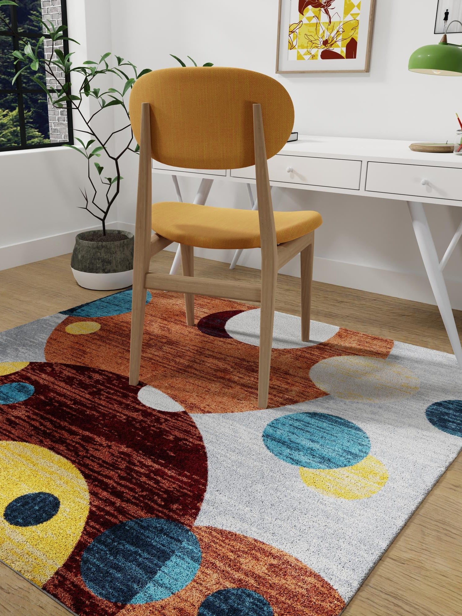 Washable Multicolor 7' 10 x 7' 10 Kamala Washable Square Area Rug Easy to Clean Stain Resistant & Durable 100% Polyester Spill-Friendly Carpet for Sale at Rug Engine