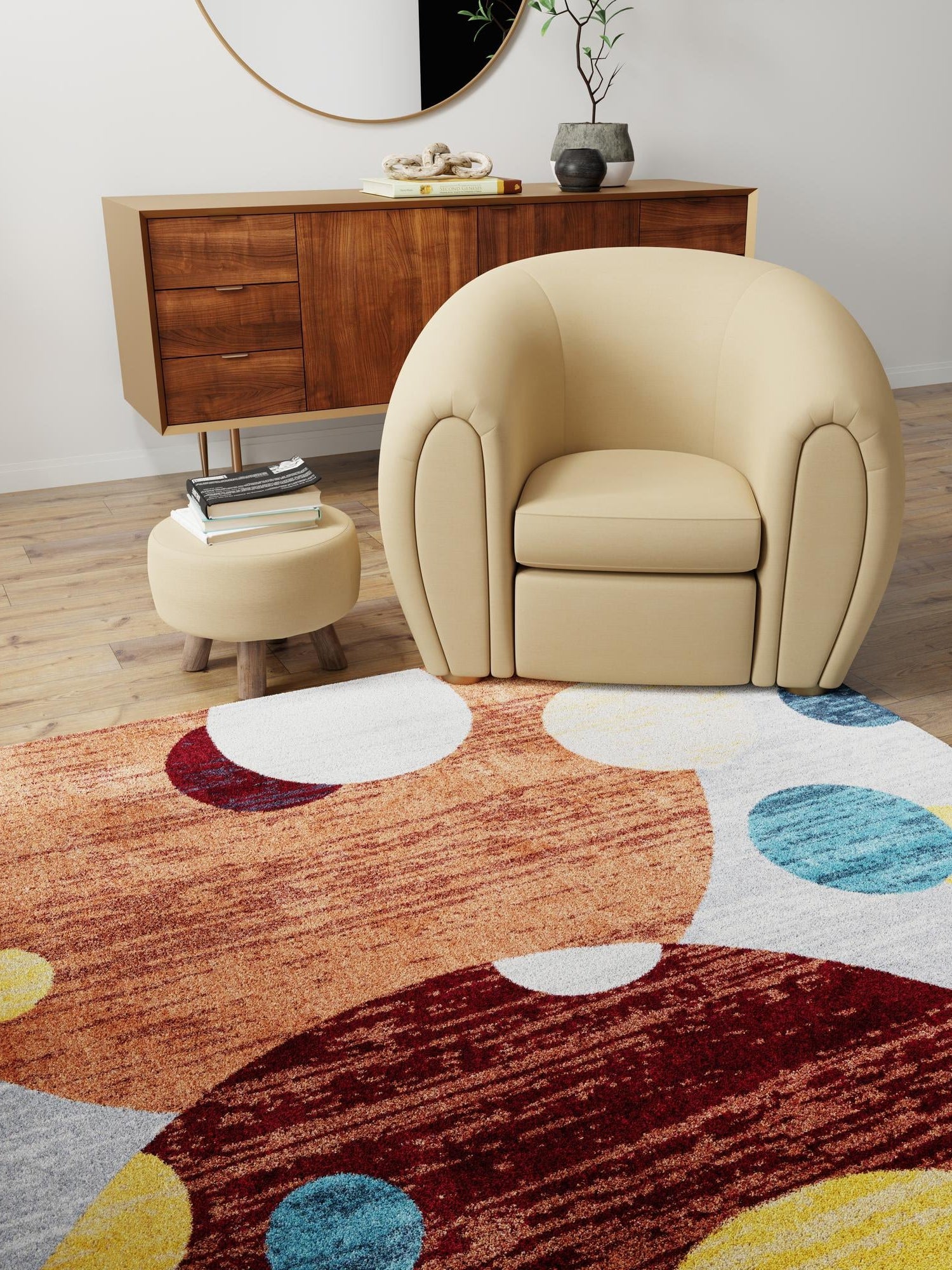 Washable Multicolor 7' 10 x 7' 10 Kamala Washable Square Area Rug Easy to Clean Stain Resistant & Durable 100% Polyester Spill-Friendly Carpet for Sale at Rug Engine