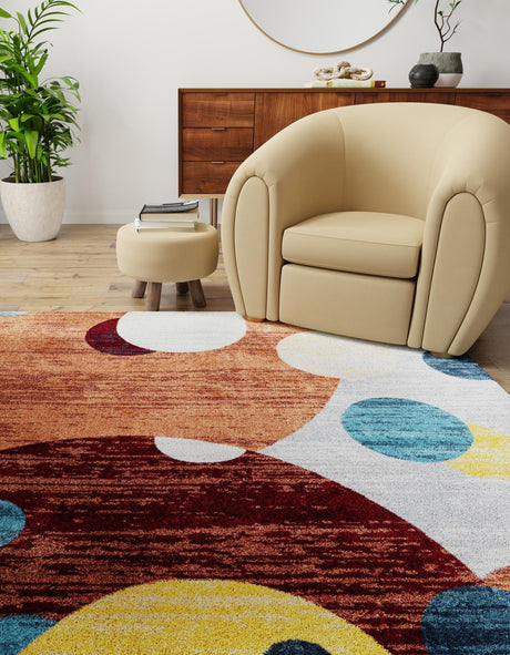 Washable Multicolor 5' 3 x 5' 3 Kamala Washable Square Area Rug Easy to Clean Stain Resistant & Durable 100% Polyester Spill-Friendly Carpet for Sale at Rug Engine