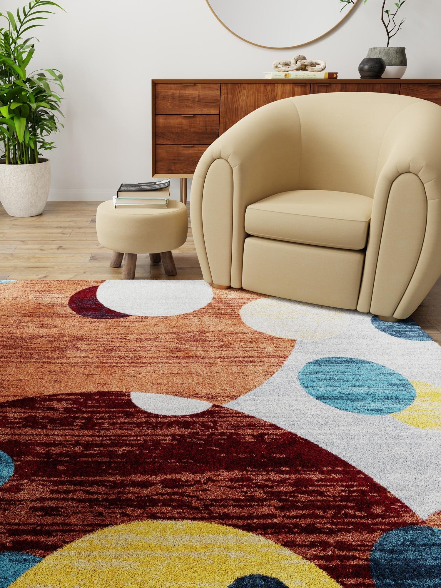 Washable Multicolor 7' 10 x 7' 10 Kamala Washable Square Area Rug Easy to Clean Stain Resistant & Durable 100% Polyester Spill-Friendly Carpet for Sale at Rug Engine