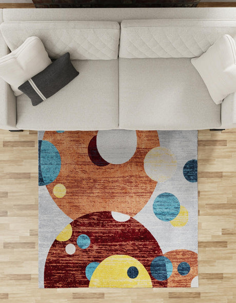 Washable Multicolor 5' 3 x 5' 3 Kamala Washable Square Area Rug Easy to Clean Stain Resistant & Durable 100% Polyester Spill-Friendly Carpet for Sale at Rug Engine