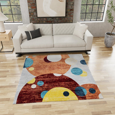 Washable Multicolor 5' 3 x 5' 3 Kamala Washable Square Area Rug Easy to Clean Stain Resistant & Durable 100% Polyester Spill-Friendly Carpet for Sale at Rug Engine