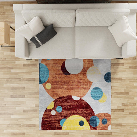Washable Multicolor 5' 3 x 5' 3 Kamala Washable Square Area Rug Easy to Clean Stain Resistant & Durable 100% Polyester Spill-Friendly Carpet for Sale at Rug Engine