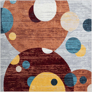 Washable Multicolor 7' 10 x 7' 10 Kamala Washable Square Area Rug Easy to Clean Stain Resistant & Durable 100% Polyester Spill-Friendly Carpet for Sale at Rug Engine