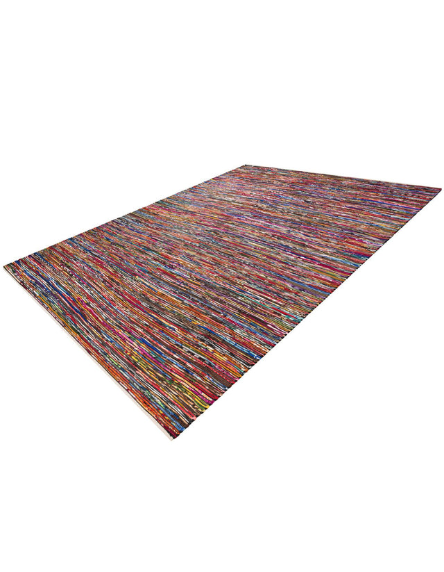 Multicolor Black 10' x 14' 1 Chindi Cotton Rectangle Rug