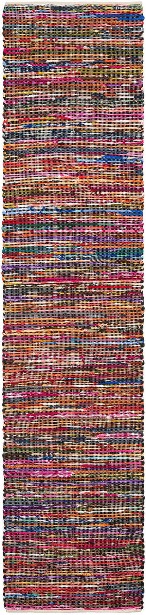 Multicolor Black 3' x 12' Chindi Cotton Runner Rug