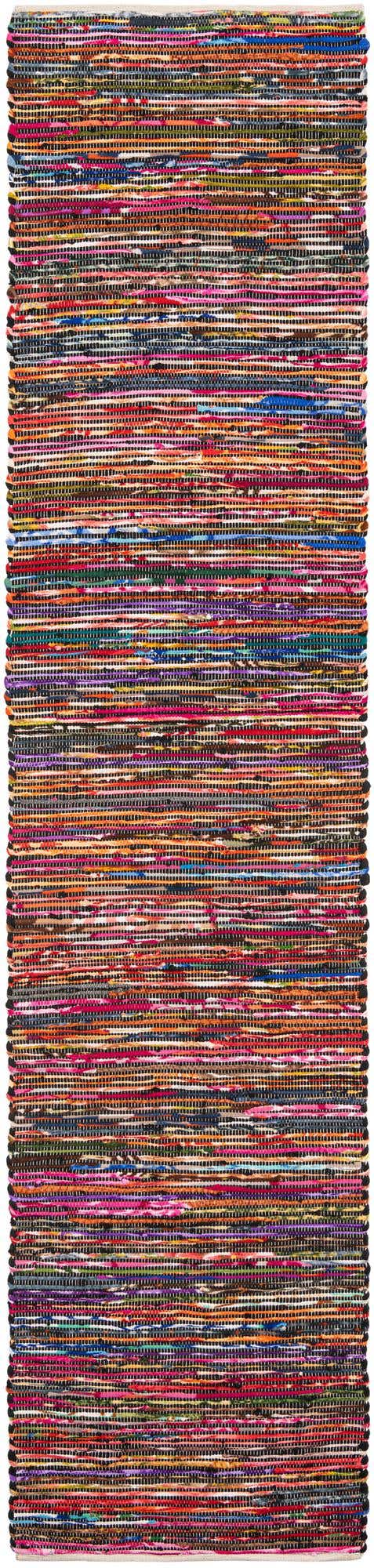 Multicolor Black 3' x 12' Chindi Cotton Runner Rug