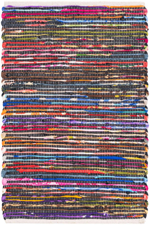 Multicolor Black 2' x 3' 1 Chindi Cotton Rectangle Area Rug Interior Design Home Decor Carpet Mat for Sale at Rug Engine