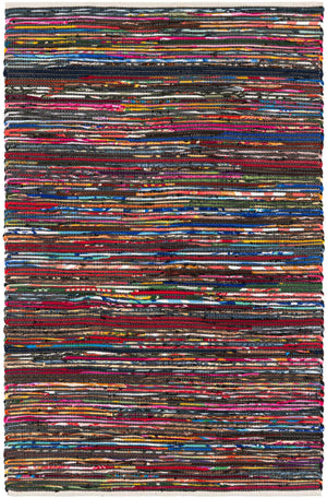 Multicolor Black 4' 1 x 6' 1 Chindi Cotton Rectangle Area Rug Interior Design Home Decor Carpet Mat for Sale at Rug Engine