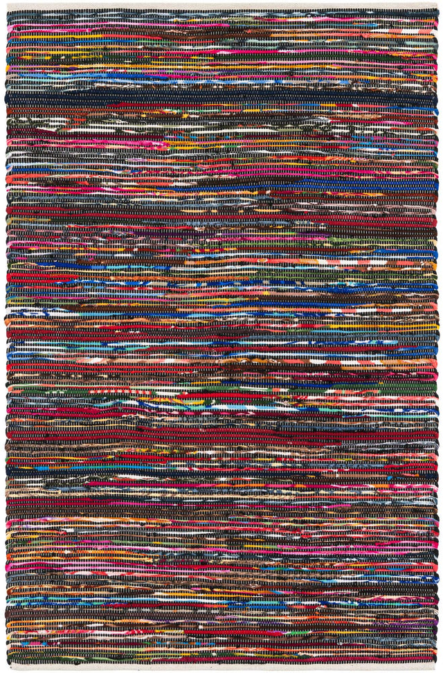 Multicolor Black 4' 1 x 6' 1 Chindi Cotton Rectangle Area Rug Interior Design Home Decor Carpet Mat for Sale at Rug Engine