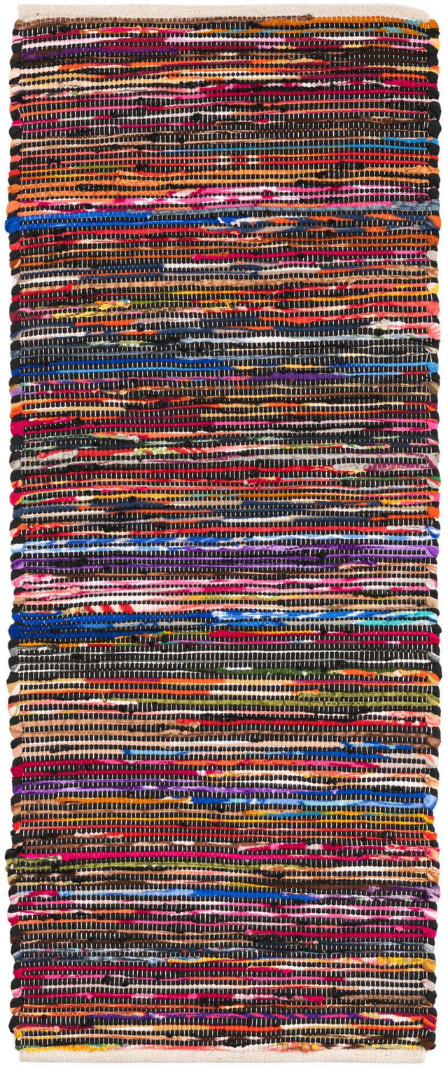 Multicolor Black 2' x 5' 1 Chindi Cotton Runner Area Rug Interior Design Home Decor Carpet Mat for Sale at Rug Engine