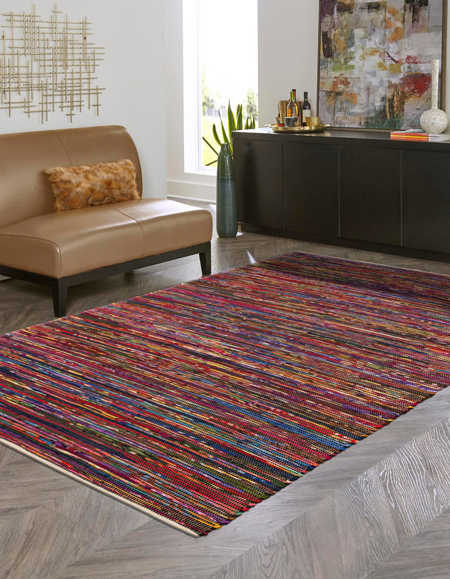 Multicolor Black 6' 1 x 9' Chindi Cotton Rectangle Rug