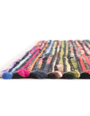 Multicolor Black 10' x 14' 1 Chindi Cotton Rectangle Rug