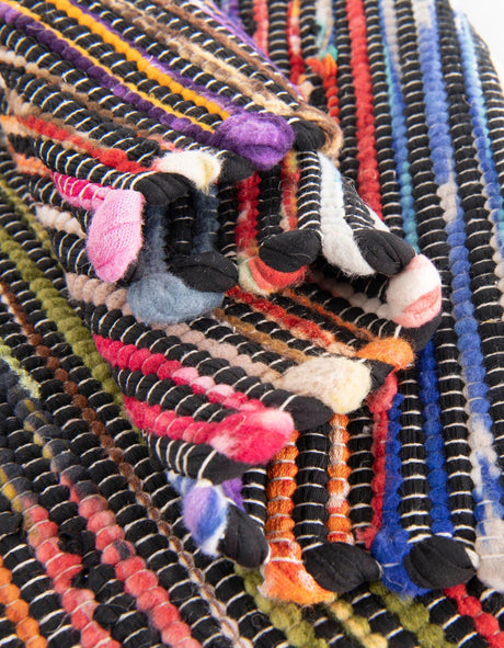 Multicolor Black 10' x 14' 1 Chindi Cotton Rectangle Rug