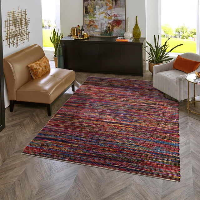 Multicolor Black 6' 1 x 9' Chindi Cotton Rectangle Rug