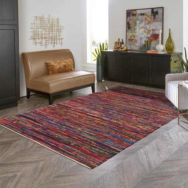 Multicolor Black 6' 1 x 9' Chindi Cotton Rectangle Rug
