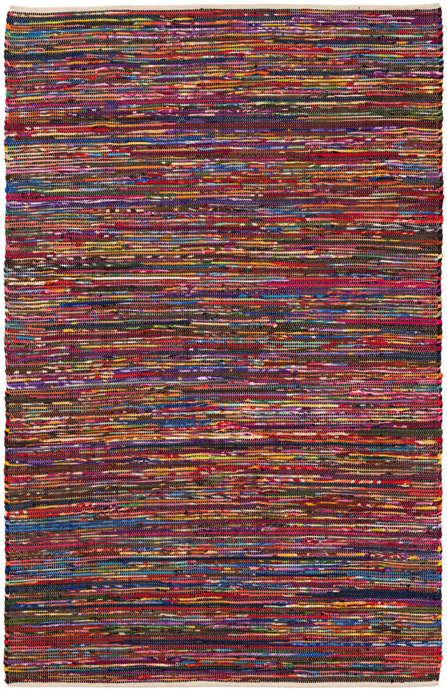 Multicolor Black 5' 1 x 8' Chindi Cotton Rectangle Area Rug Interior Design Home Decor Carpet Mat for Sale at Rug Engine