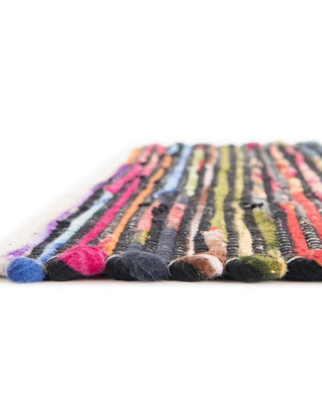 Multicolor Black 2' x 6' 1 Chindi Cotton Runner Area Rug Interior Design Home Decor Carpet Mat for Sale at Rug Engine