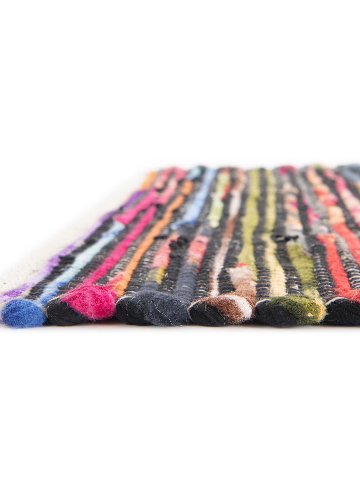 Multicolor Black 2' 7 x 12' Chindi Cotton Runner Area Rug Interior Design Home Decor Carpet Mat for Sale at Rug Engine