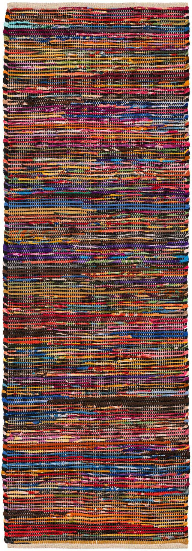 Multicolor Black 2' x 6' 1 Chindi Cotton Runner Area Rug Interior Design Home Decor Carpet Mat for Sale at Rug Engine