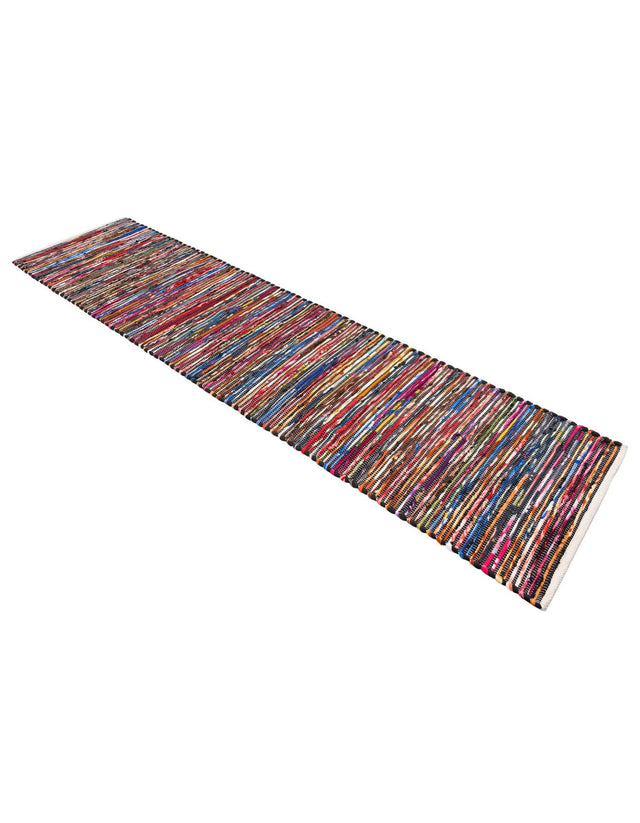 Multicolor Black 2' x 8' Chindi Cotton Runner Rug